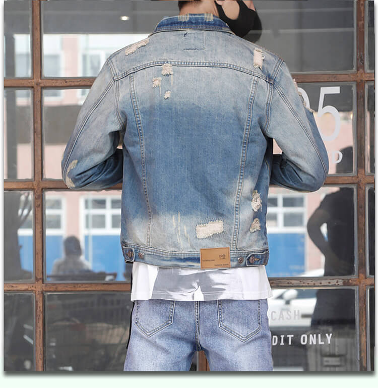 Men's Slim Denim Jacket Vintage Jacket Ripped Urban Jean Coats – HiHalley