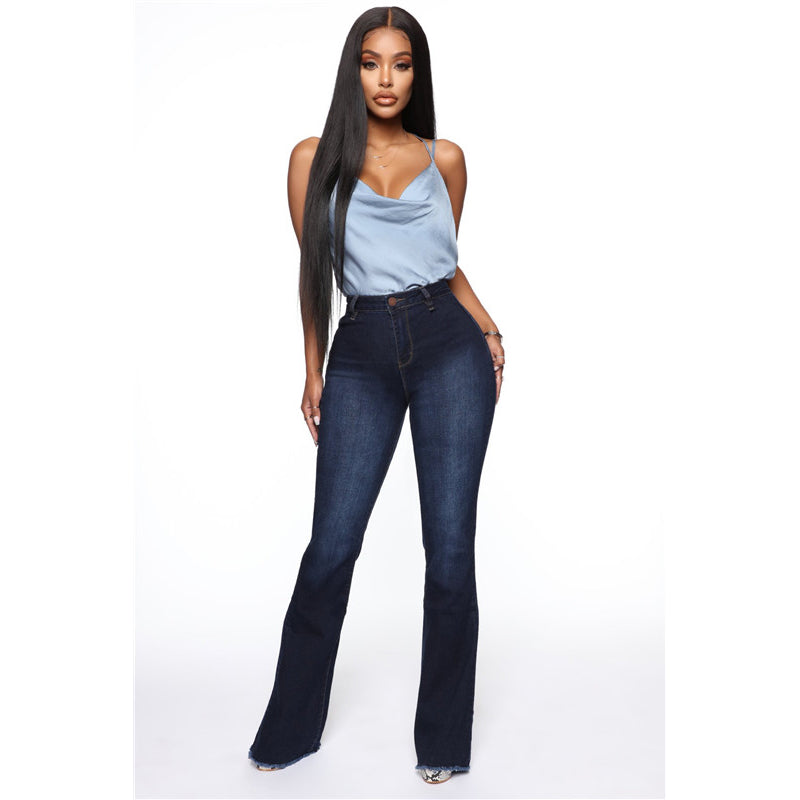 Women Elasticity Skinny Flare Bell Bottom Jeans Bootcut Jeans – HiHalley