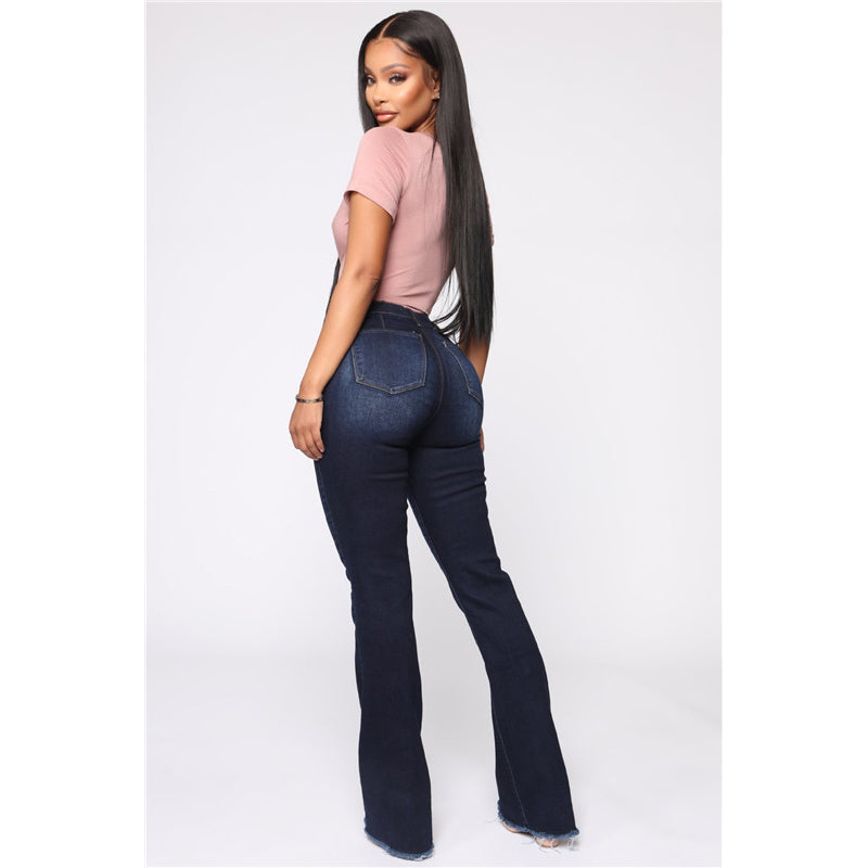 Women Elasticity Skinny Flare Bell Bottom Jeans Bootcut Jeans – HiHalley